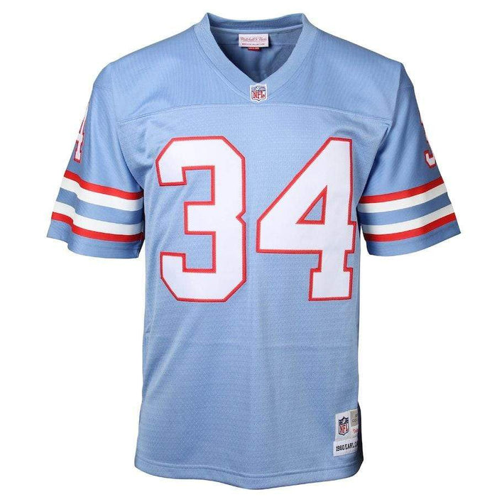 Men's Mitchell & Ness Earl Campbell Light Blue, Red Houston Oilers