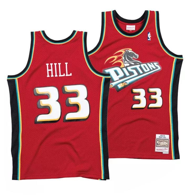 Mitchell & Ness Grant Hill Detroit Pistons Alternate 1999-00 Men's Red Swingman Jersey
