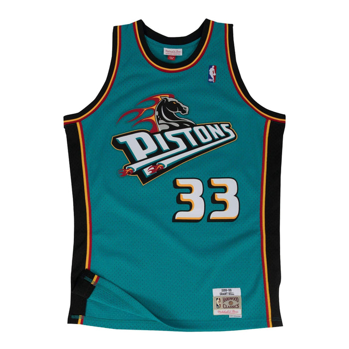 Mitchell & Ness Adult Jersey Grant Hill Detroit Pistons Mitchell & Ness Teal Throwback Swingman Jersey