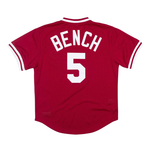 Mitchell & Ness Adult Jersey Johnny Bench Cincinnati Reds Mitchell & Ness Authentic 1983 Red Mesh Batting Practice Jersey