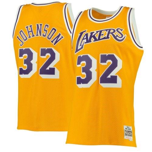 Magic Johnson Los Angeles Lakers Mitchell & Ness Gold Throwback Swingm