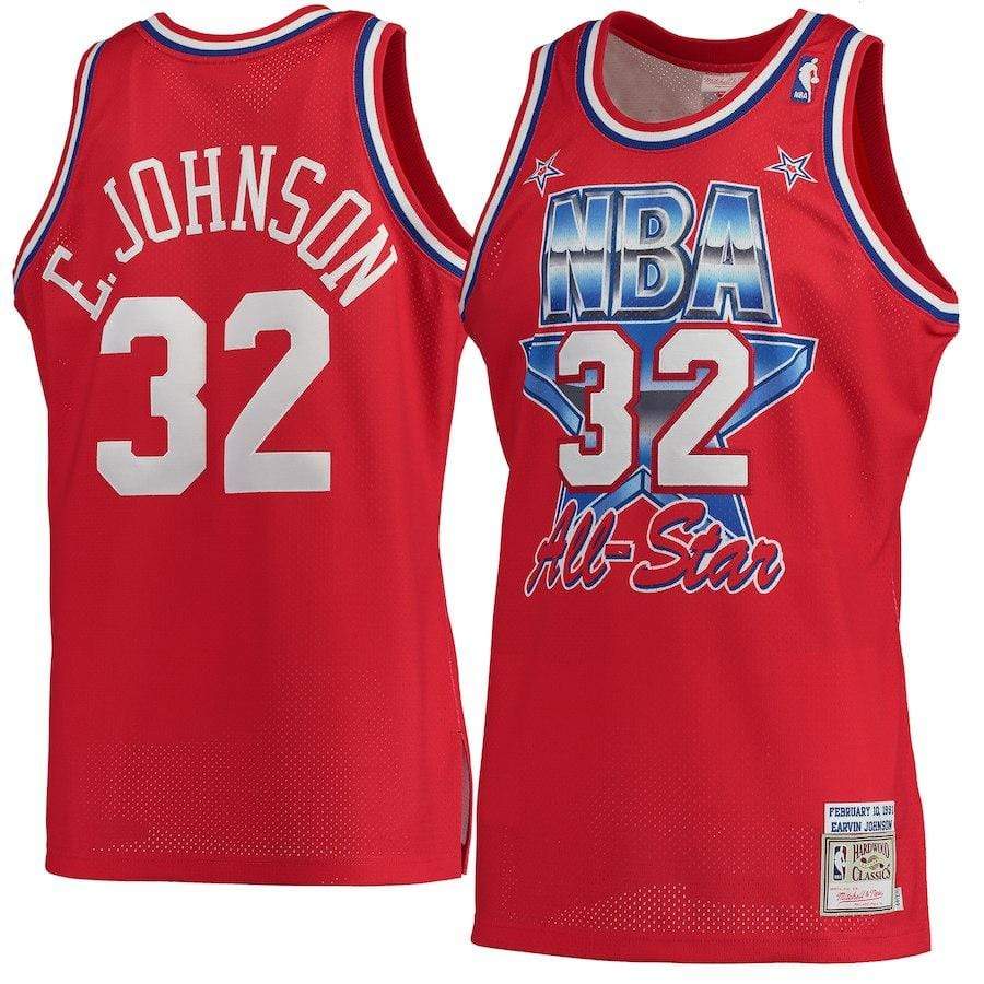 Magic Johnson Signed 1991 All Star Game M&N Red Throwback Swingman Jersey -  Schwartz Authentic