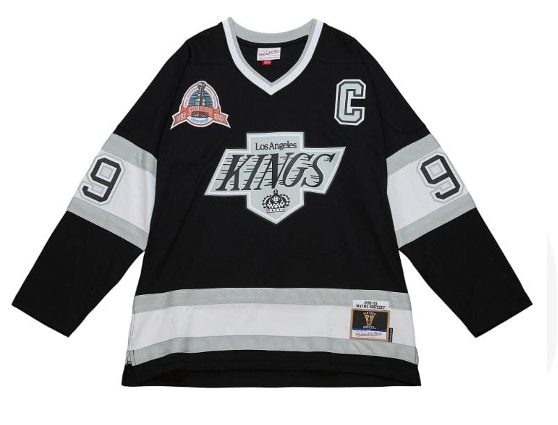 Men's Mitchell & Ness Wayne Gretzky Black Los Angeles Kings Captain Patch  Name & Number T-Shirt