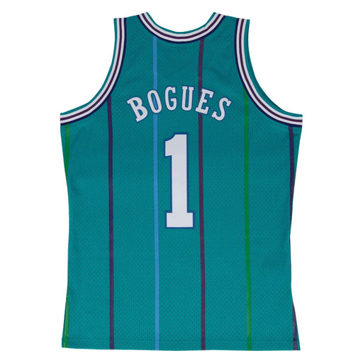 Mitchell & Ness Adult Jersey Muggsy Bogues Charlotte Hornets Mitchell & Ness Teal Throwback Swingman Jersey