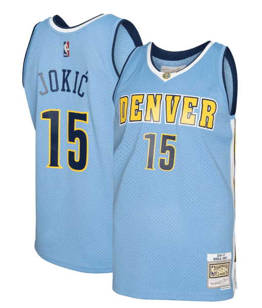 Nikola Jokic Jersey Denver Nuggets Mitchell Ness 2016 Light Blue Throwback Swingman Jersey