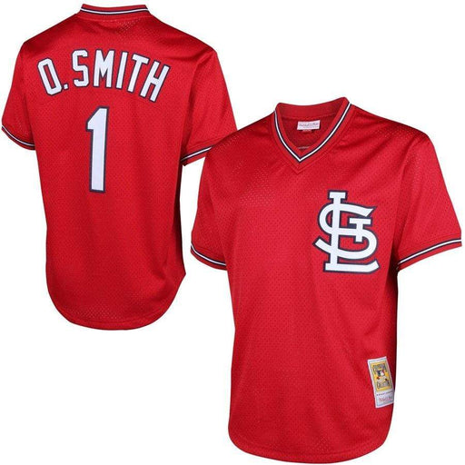 Mitchell & Ness Adult Jersey Ozzie Smith St. Louis Cardinals Mitchell & Ness 1996 Red Mesh Batting Practice Jersey