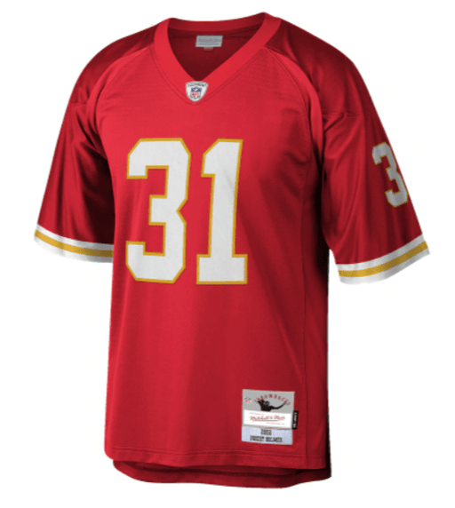 Mitchell & Ness Adult Jersey Priest Holmes Kansas City Chiefs Mitchell & Ness NFL 2002 Red Throwback Jersey