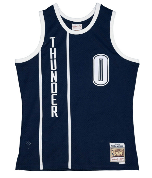 Russell Westbrook Oklahoma City Thunder Mitchell Ness Navy Throwback Swingman Jersey