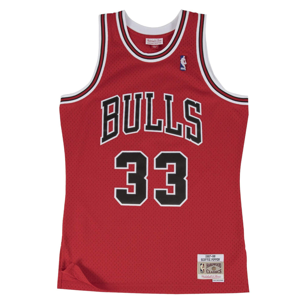 NWT Mitchell & Ness Chicago Bulls Scottie Pippen Jersey Mens M NWT Red Black