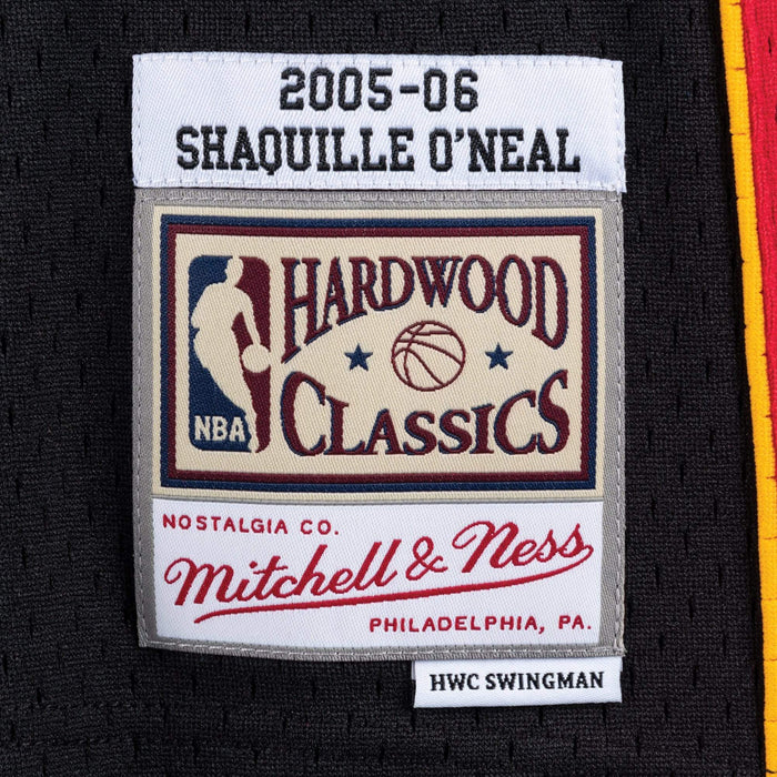Men's Mitchell & Ness Shaquille O'Neal Pink/Black Miami Heat 2005/06 Hardwood Classics Fadeaway Swingman Player Jersey
