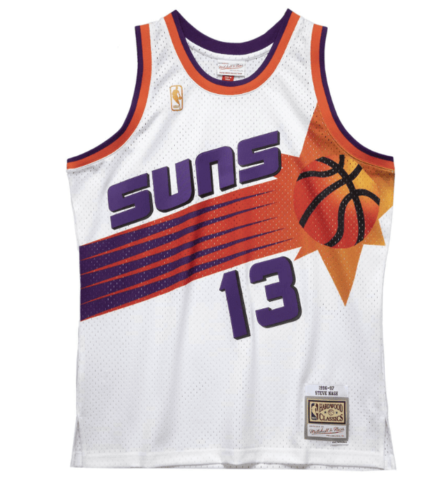 Men's Phoenix Suns Steve Nash Mitchell & Ness White Hardwood Classics Draft  Day Colorwash T-Shirt