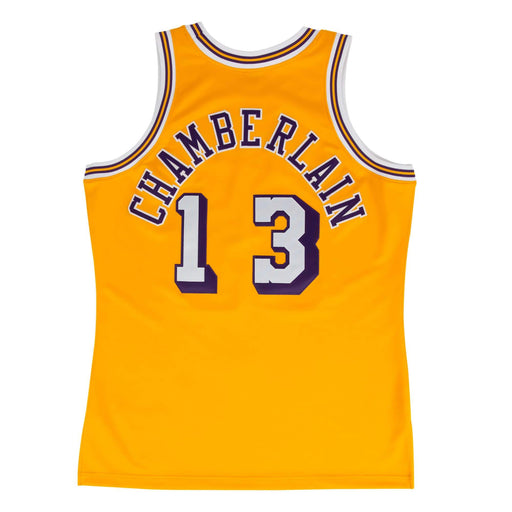 Wilt Chamberlain Los Angeles Lakers Mitchell & Ness NBA Gold Throwback Swingman Jersey - Men's