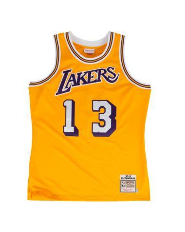 Wilt Chamberlain Los Angeles Lakers Mitchell & Ness NBA Gold Throwback Swingman Jersey - Men's