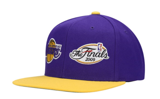 Men's Mitchell & Ness Purple/Gold Los Angeles Lakers Half and Half Snapback Hat