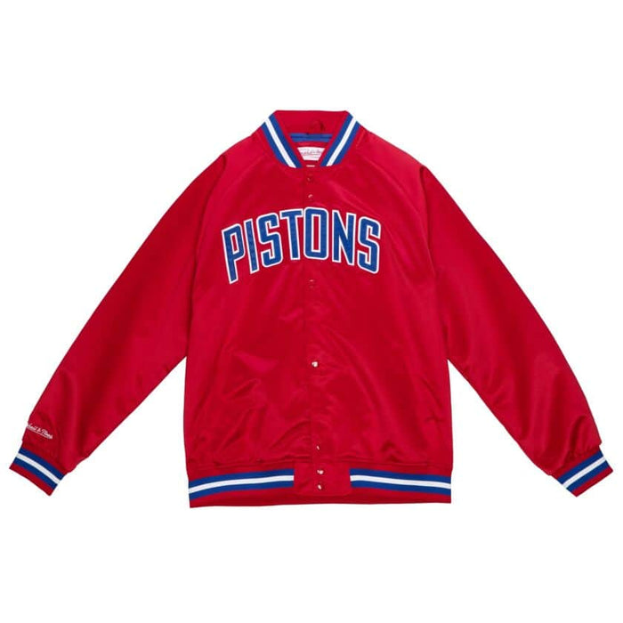 Detroit Pistons Jacket - Mitchell & Ness Red Lightweight Satin Jacket ...