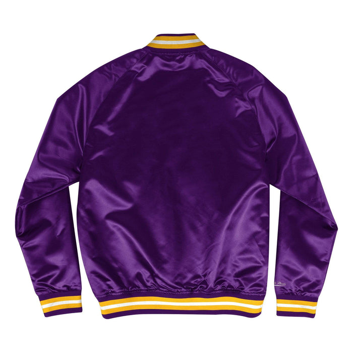 Men's Satin Bomber Black and Gold Lakers Jacket