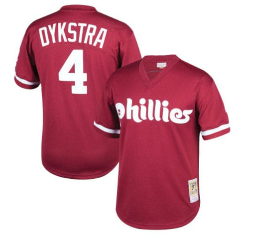 Mitchell & Ness Lenny Dykstra Philadelphia Phillies Cooperstown Collection Mesh Batting Practice Jersey - Scarlet Size: Medium