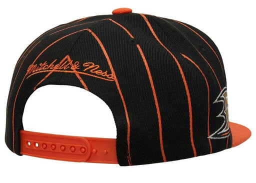 Mitchell & Ness Snapback Hat OSFM / Black Anaheim Ducks Mitchell & Ness Black Team Pinstripe Adjustable Snapback Hat