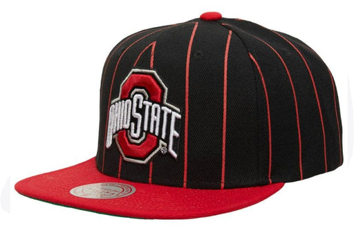 Ohio State Buckeyes Mitchell & Ness Black Team Pinstripe Adjustable Snapback Hat