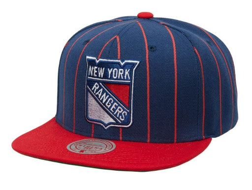 New York Rangers Mitchell & Ness Blue Team Pinstripe Adjustable Snapback Hat