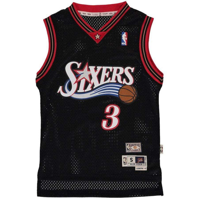 Youth Allen Iverson Jersey Philadelphia 76ers Mitchell Ness Throwback Black