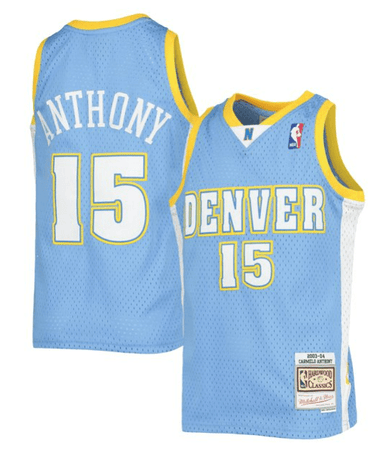 Vintage Denver Nuggets #15 Carmelo Anthony Kids Youth NBA Basketball Jersey