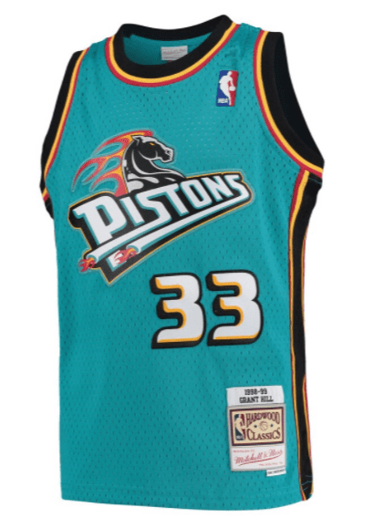  Mitchell & Ness Grant Hill Detroit Pistons NBA Throwback Jersey  - Teal : Clothing, Shoes & Jewelry