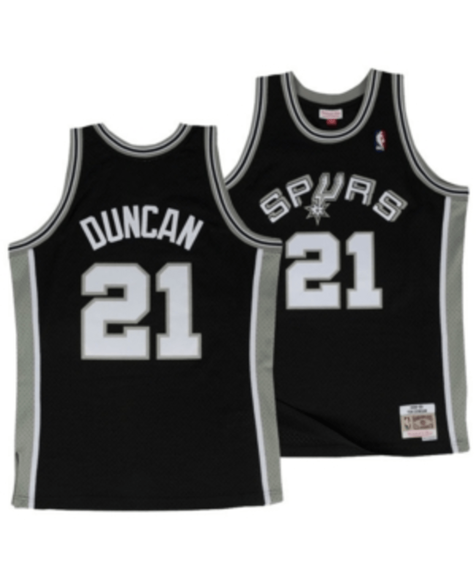 Tim Duncan Jersey  San Antonio Spurs Throwback Jersey Mitchell & Ness Black