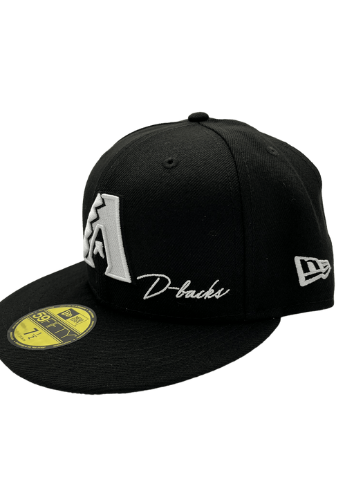 New Era Fitted Hat Arizona Diamondbacks New Era Custom 59Fifty Black UV Logos Patch Fitted Hat