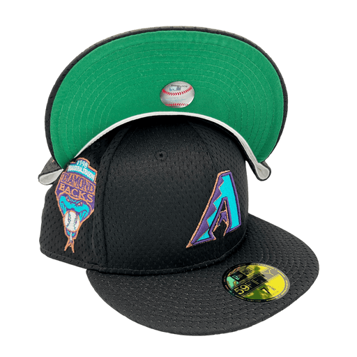New Era Fitted Hat Arizona Diamondbacks New Era Custom Black Mesh Ninties Side Patch 59FIFTY Fitted Hat