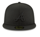 New Era Fitted Hat Atlanta Braves New Era Black on Black Collection 59FIFTY Fitted Hat