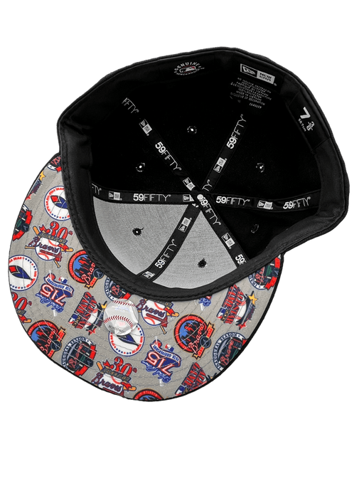 New Era Fitted Hat Atlanta Braves New Era Custom 59Fifty Black UV Logos Patch Fitted Hat