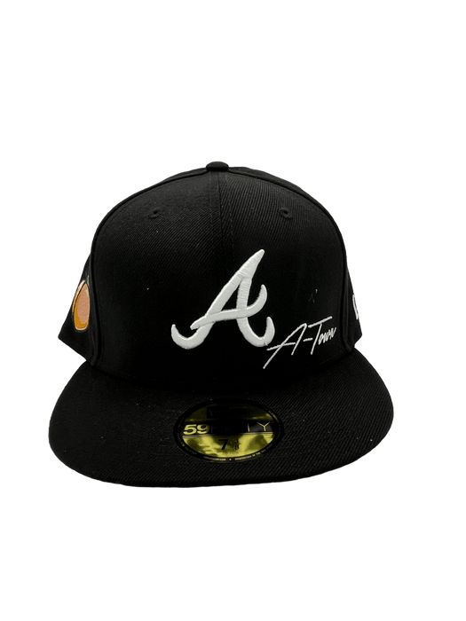Atlanta Braves New Era Custom 59FIFTY Black UV Logos Patch Fitted Hat, 7 7/8 / Black