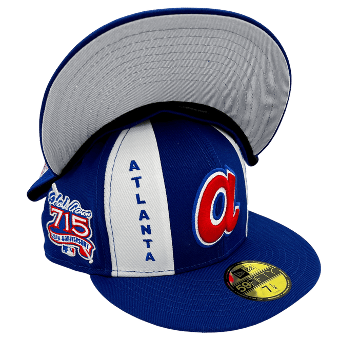 New Era Fitted Hat Atlanta Braves New Era Custom Blue Pinwheel Side Patch 59FIFTY Fitted Hat