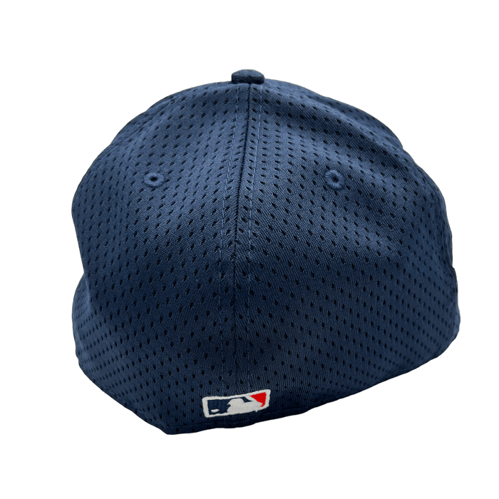 New Era Fitted Hat Atlanta Braves New Era Custom Navy Mesh Ninties Side Patch 59FIFTY Fitted Hat