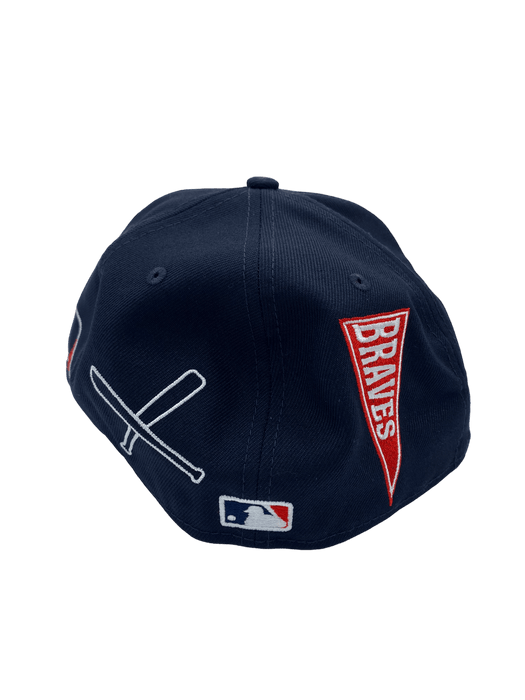 New Era Fitted Hat Atlanta Braves New Era Custom Navy Patches All Over 59FIFTY Fitted Hat
