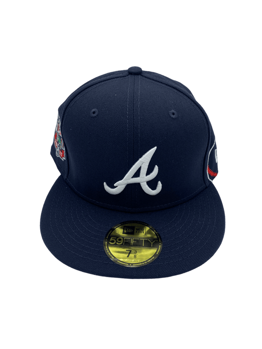 Atlanta Braves New Era Custom 59FIFTY Navy Visor Patch Fitted Hat, 7 5/8 / Navy