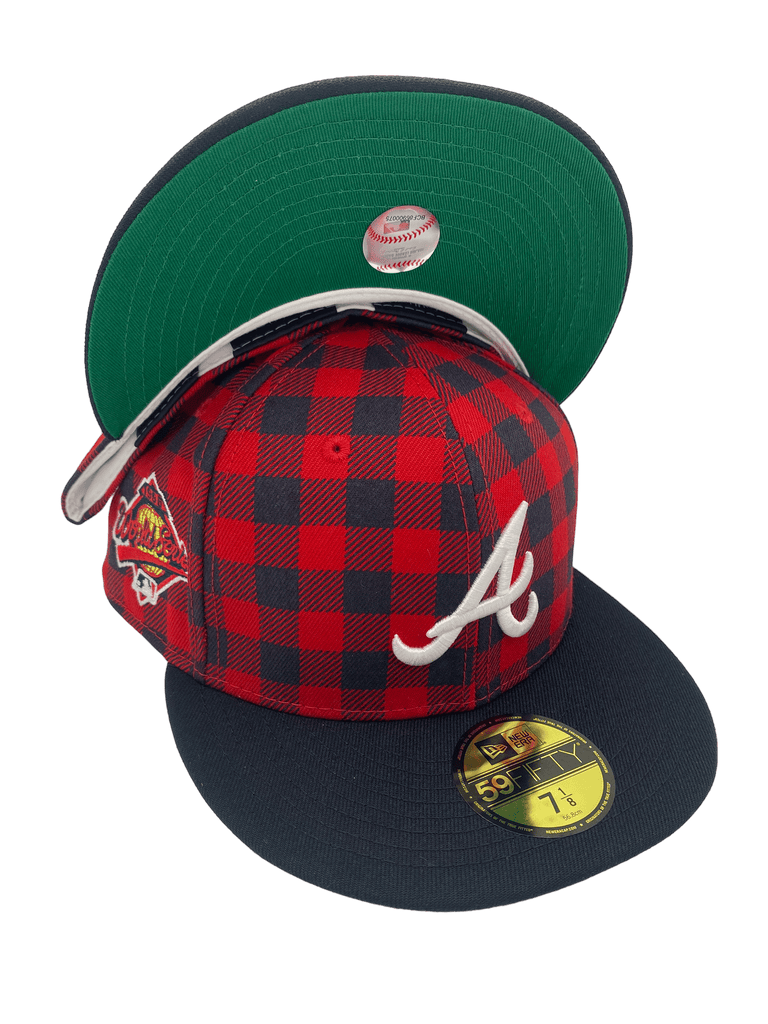 Atlanta Braves New Era Plaid Top Custom Side Patch 59FIFTY Fitted Hat, 7 1/8 / Plaid