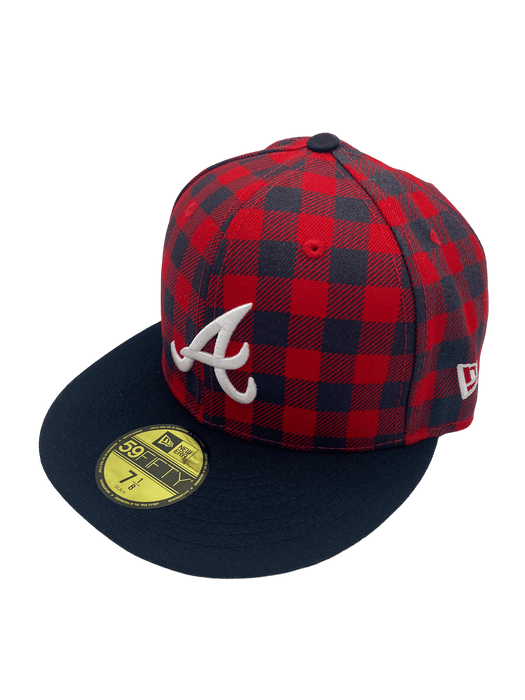 Atlanta Braves New Era Plaid Top Custom Side Patch 59FIFTY Fitted Hat