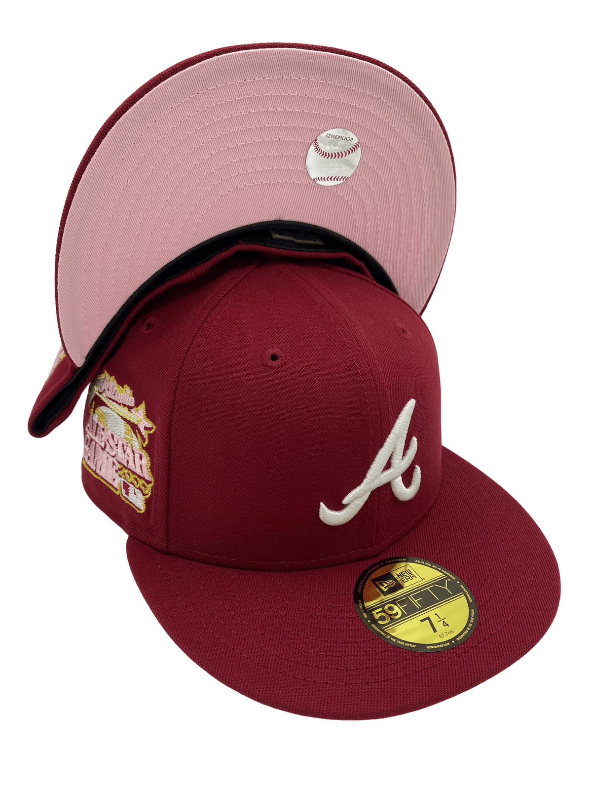 Atlanta Braves New Era Red Custom Bordeaux Side Patch 59FIFTY Fitted Hat, 7 5/8 / Red