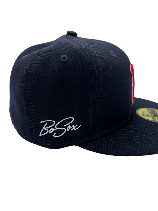 New Era Fitted Hat Boston Red Sox New Era Custom 59Fifty Navy Logo Sweatband Fitted Hat