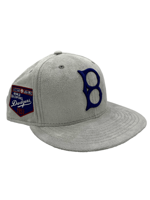 Brooklyn Dodgers New Era Custom 59FIFTY Gray Metallic Suede Patch Fitted Hat, 7 3/4 / Gray