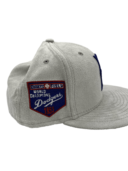 New Era Fitted Hat Brooklyn Dodgers New Era Custom 59Fifty Gray Metallic Suede Patch Fitted Hat