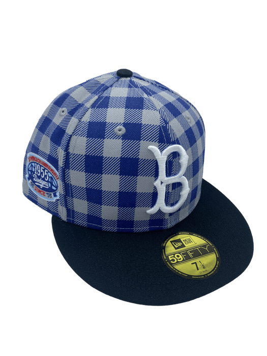 Brooklyn Dodgers New Era Plaid Top Custom Side Patch 59FIFTY Fitted Hat