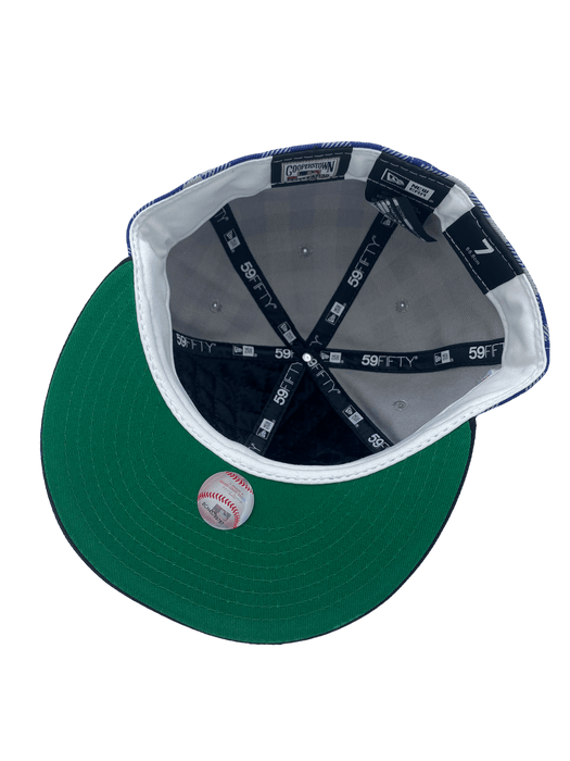 New Era Fitted Hat Brooklyn Dodgers New Era Plaid Top Custom Side Patch 59FIFTY Fitted Hat