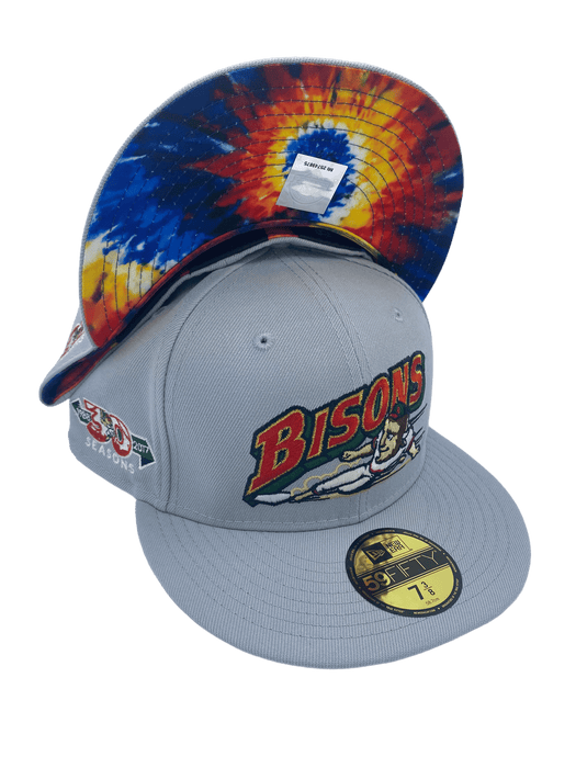 Buffalo Bisons New Dye H Side Fitted Patch 59FIFTY Era Gray/Tie Custom