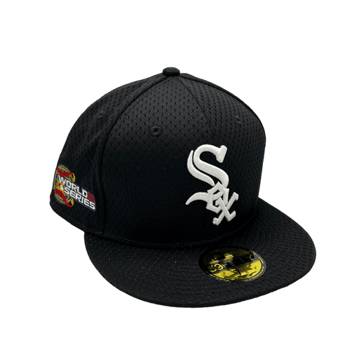 New Era Fitted Hat Chicago White Sox New Era Custom Black Mesh Ninties Side Patch 59FIFTY Fitted Hat