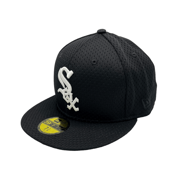 New Era Fitted Hat Chicago White Sox New Era Custom Black Mesh Ninties Side Patch 59FIFTY Fitted Hat