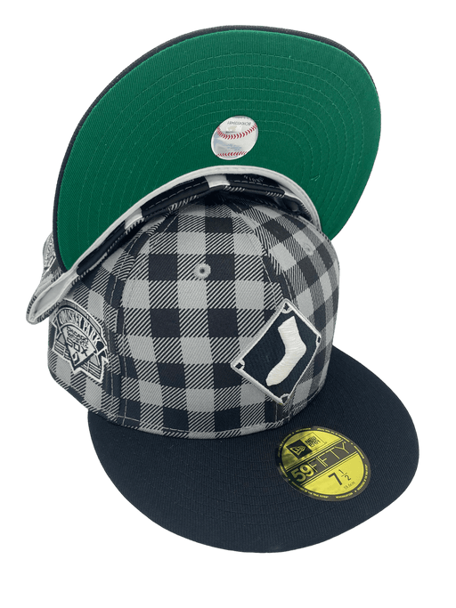 New Era Fitted Hat Chicago White Sox New Era Plaid Top Custom Side Patch 59FIFTY Fitted Hat