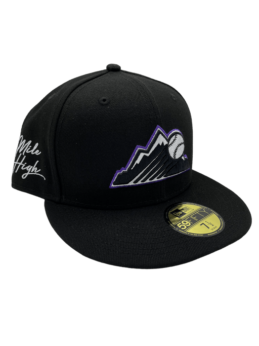 Colorado Rockies New Era Custom 59Fifty Black Logo Sweatband Fitted Hat